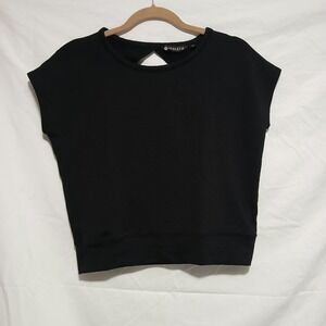 Athleta Active Top Open Back Short Sleeve Athletic Black‎ Top Size S